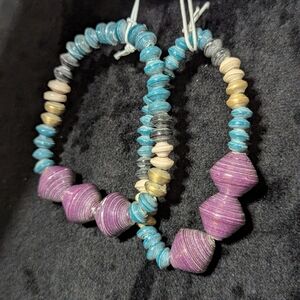 31 Bits Bleeker Bracket In Purple, Teal and Cream Set of 2